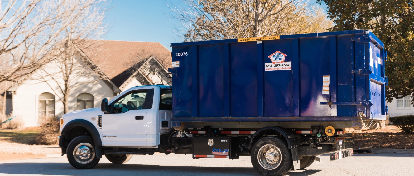 Roll-off dumpster delivered to a residential site in Williamson County, TN